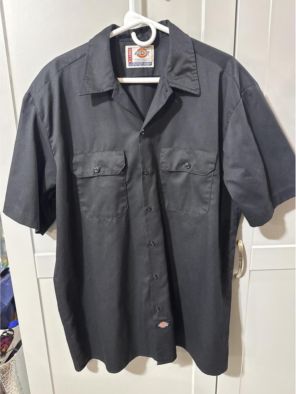 Dickies X-Large Black Short Sleeve Button Front Work Shirt